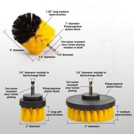 3 pcs cleaning brush quick adaptor 2" 3.5" 4"