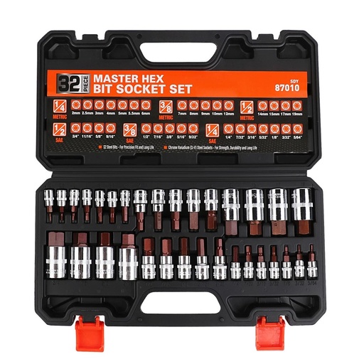 32 pcs hex key MM SAE 1/4 3/8 1/2